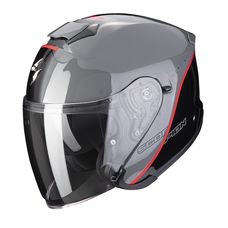 Nyitott sisak Scorpion EXO-S1 ESSENCE cementszürke-fekete-piros