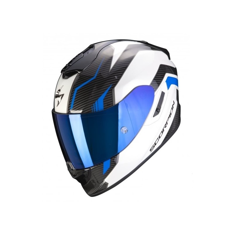 Beépített motoros sisak Scorpion EXO-1400 Air Fortuna fehér-kék