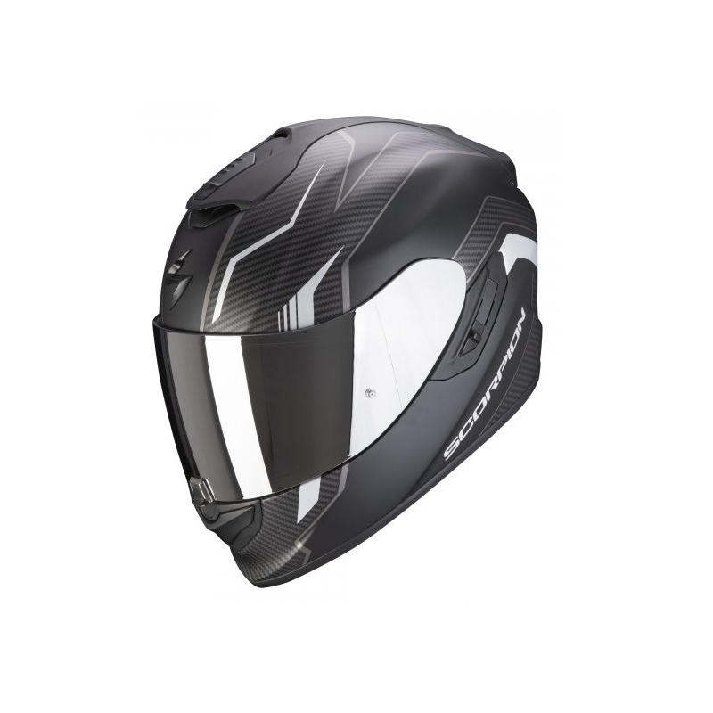 Beépített motoros sisak Scorpion EXO-1400 Air Fortuna fekete-ezüst matt