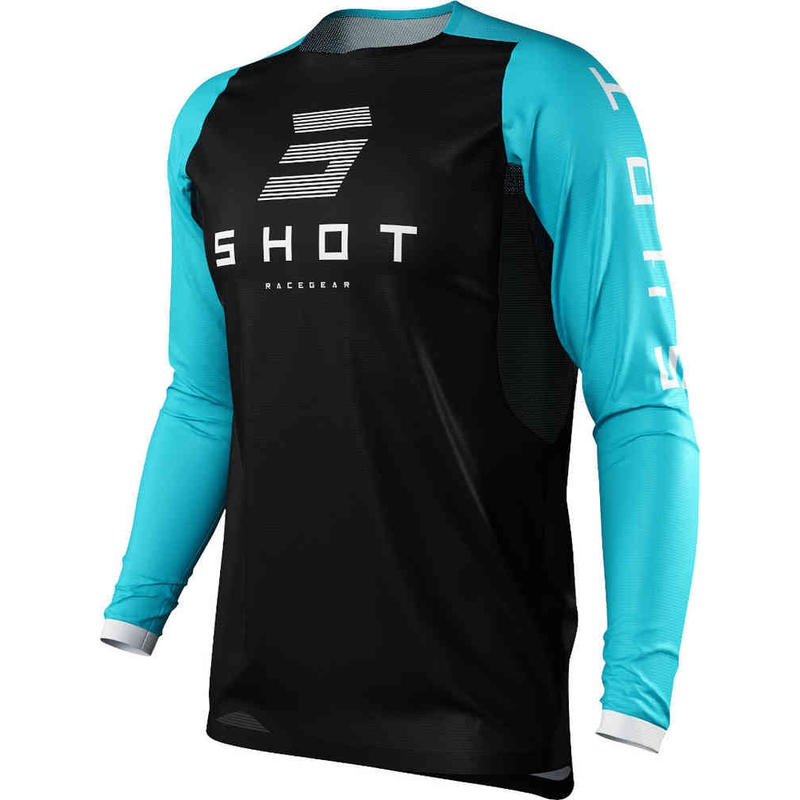A női Motocross Jersey Shelly Black-Cyan Blue-t lőtt kiárusítás