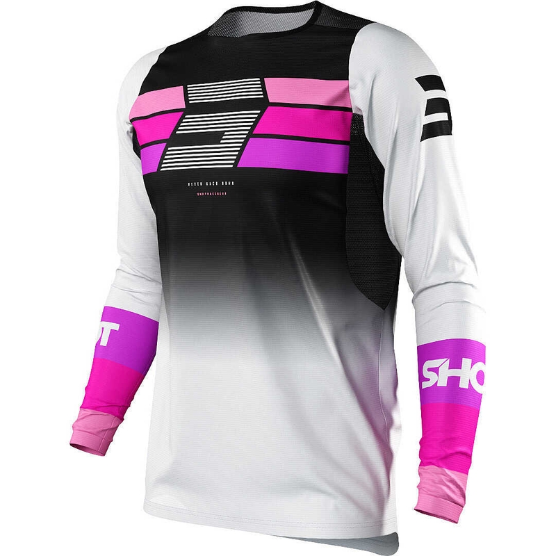 Női Motocross Jersey Shelly fekete-fehér-rózsaszínre lőtt kiárusítás