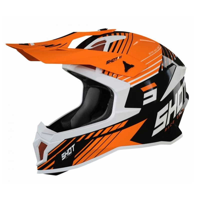 Shot Lite Fury Motocross sisak fekete-fehér-narancssárga kiárusítás