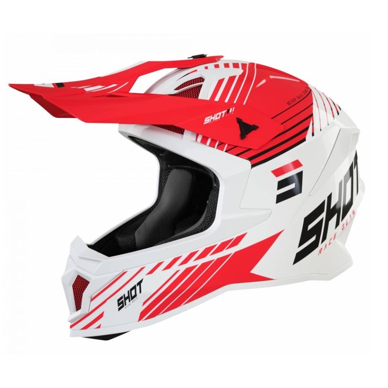 Motocross sisak Shot Lite Fury fehér-piros kiárusítás