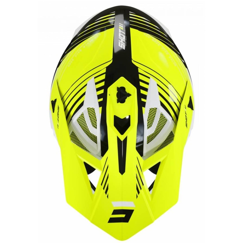 Motocross sisak Shot Lite Fury fekete-fehér-fluo sárga kiárusítás