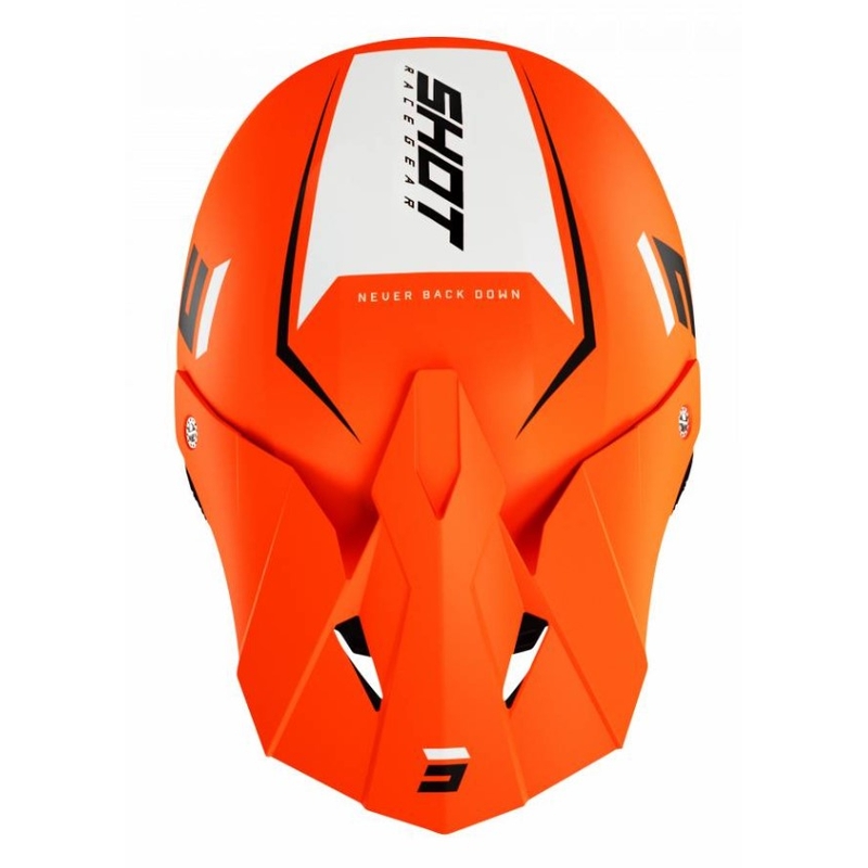 Motocross sisak Shot Furious Chase fekete-fehér-fluo narancs kiárusítás