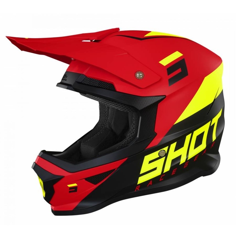 Motocross sisak Shot Furious Chase fekete-sárga-piros