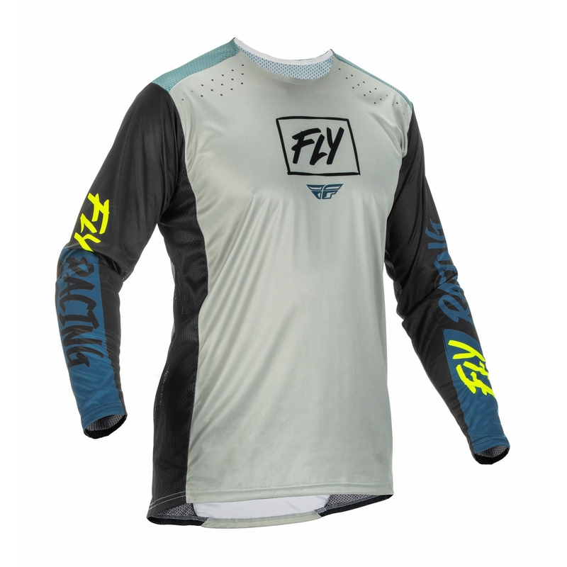 Motocross mez FLY Racing Lite 2022 szürke-türkizkék hi-vis kiárusítás