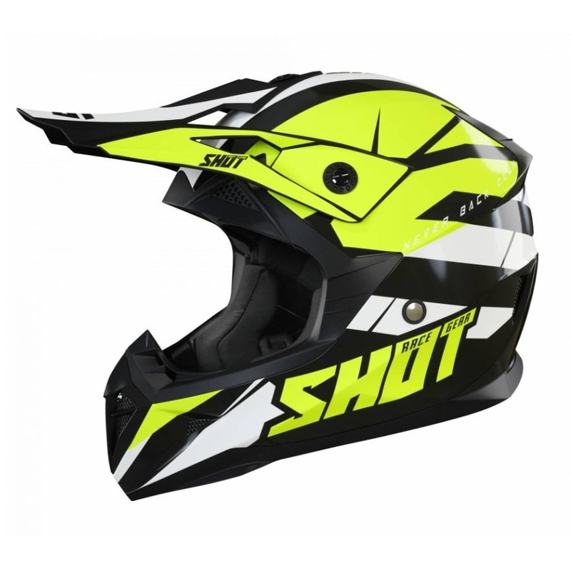 Motocross sisak Shot Pulse Revenge fekete-fehér-fluo sárga kiárusítás