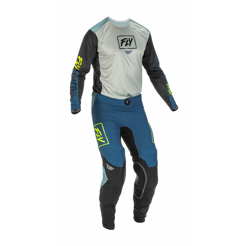 Motocross Pants FLY Racing Lite 2022 Szürke-türkizkék Hi-Vis