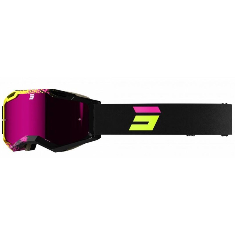 Motocross szemüveg Shot Iris 2.0 Fusion fekete-rózsaszín-fluo sárga kiárusítás