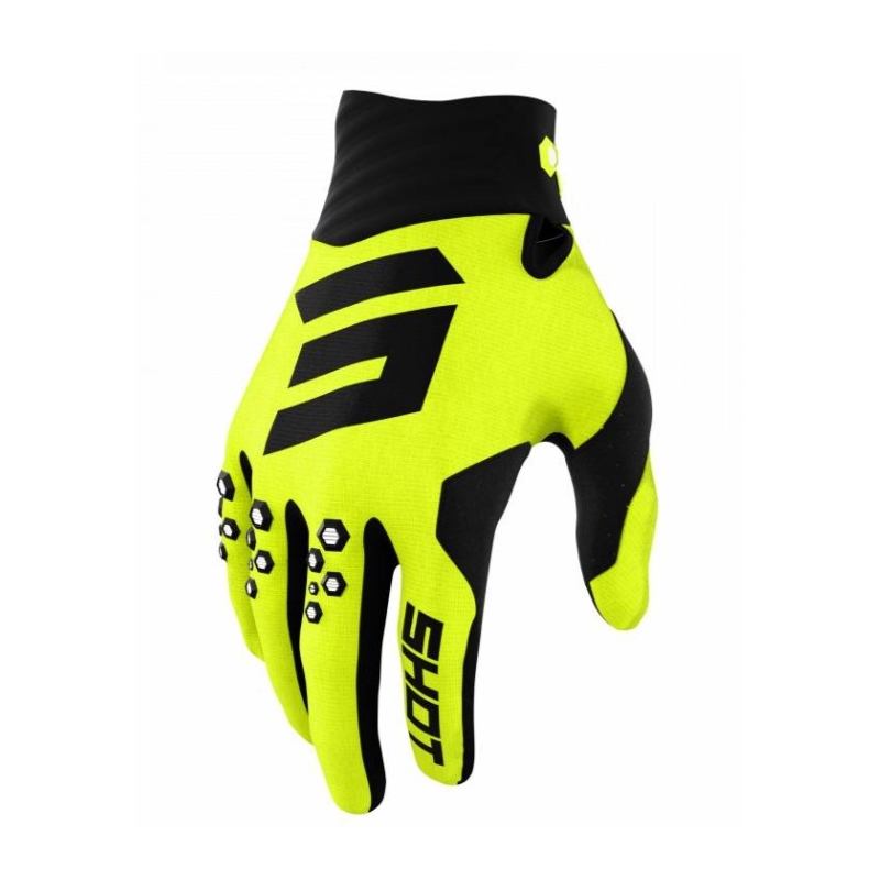 Motocross kesztyűk Shot Contact fekete-fluo sárga kiárusítás