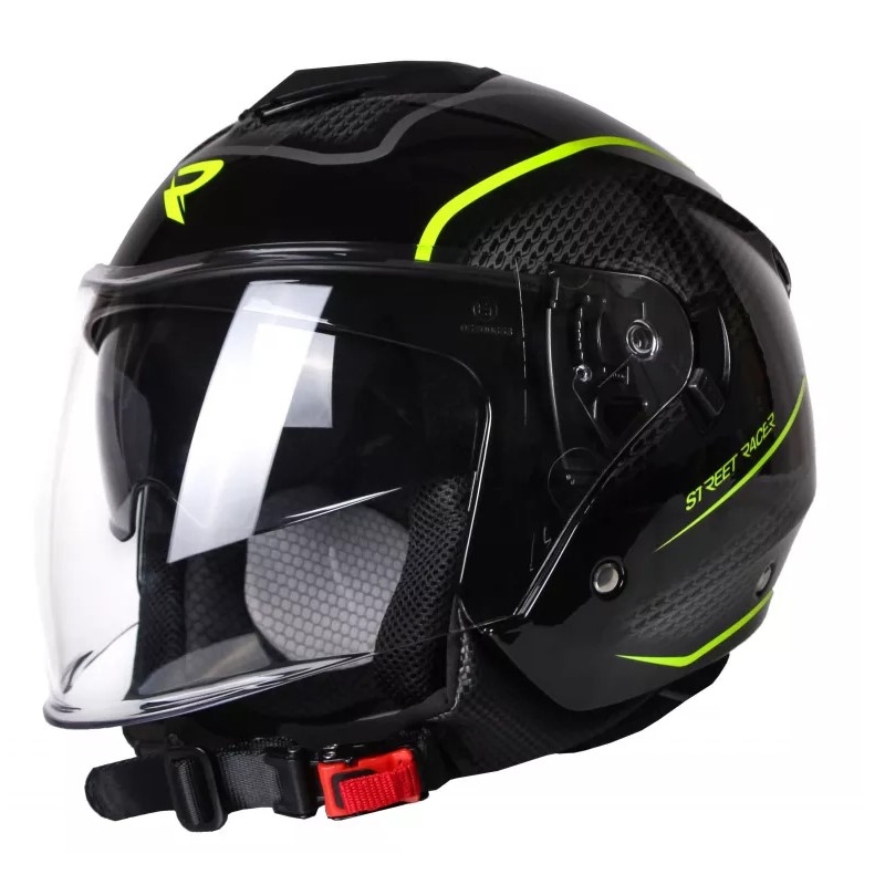 Street Racer Pilot nyitott bukósisak fekete-sárga