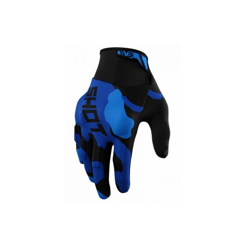 Motocross kesztyű lövés Drift Camo fekete-camo-kék kiárusítás