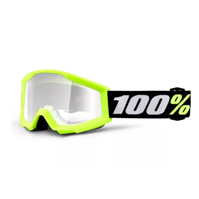 Gyerek Motocross szemüveg 100% Strata Mini fluo sárga (átlátszó plexi)