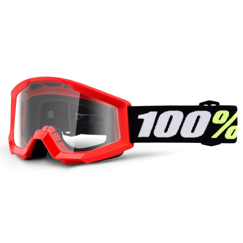 Gyerek Motocross szemüveg 100% Strata Mini Gron Piros (átlátszó plexiüveg)