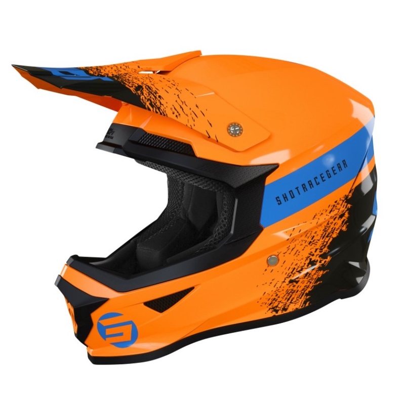 Gyerekek Motocross sisak lövése dühös tekercs fekete-kék-narancs kiárusítás
