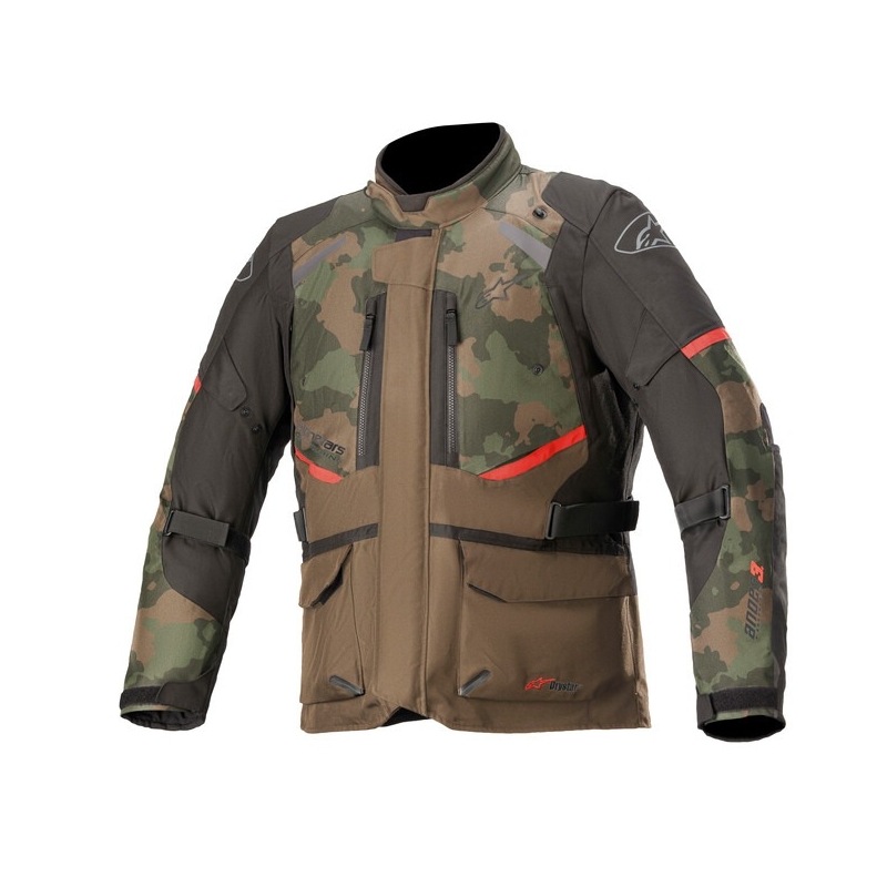 Alpinestars Andes Drystar motoros kabát camo zöld-fekete-piros kiárusítás