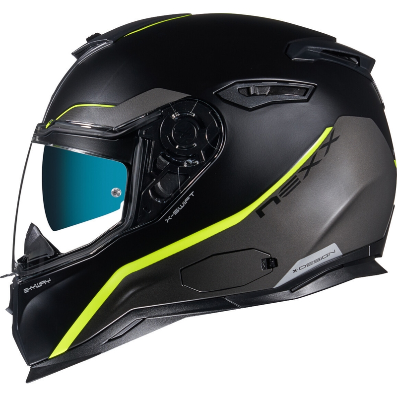 Beépített motoros sisak NEXX SX.100 Skyway fekete-fluo sárga kiárusítás