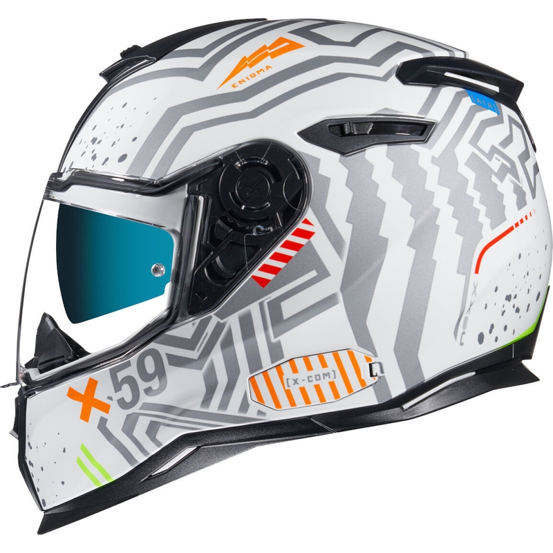 Integrált motoros sisak NEXX SX.100 Enigma fehér-ezüst kiárusítás