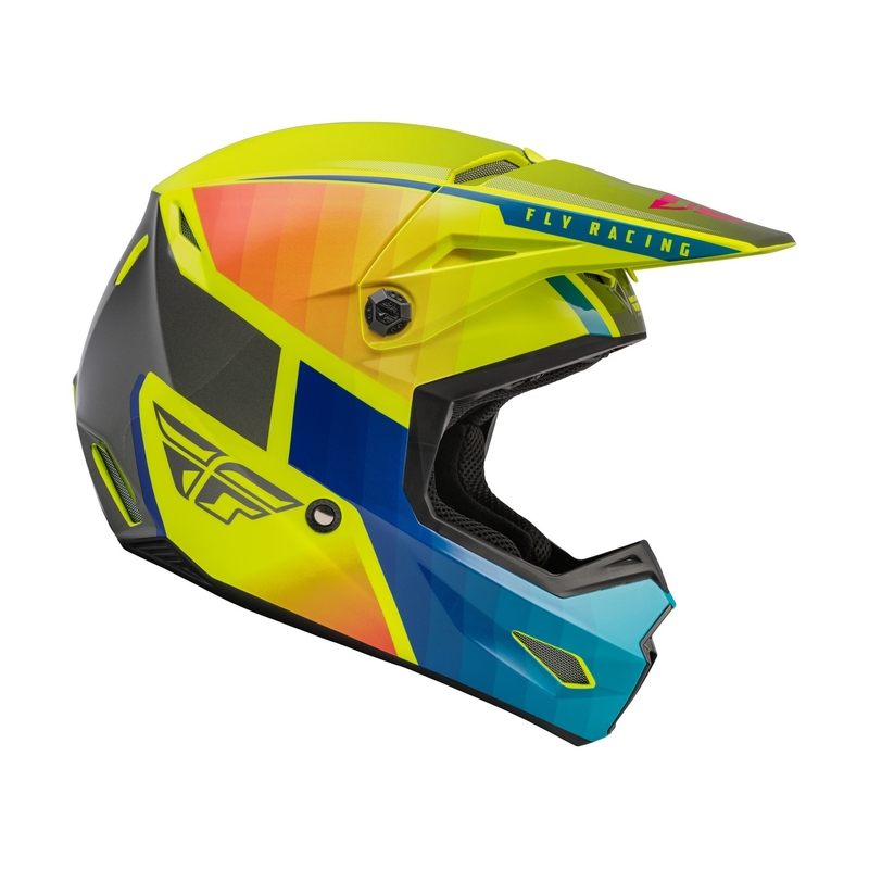 Motocross sisak FLY Racing Kinetic Drift kék-fluo sárga-szürke