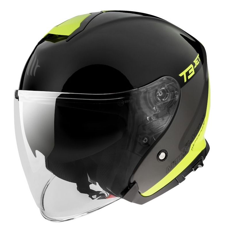 MT OF504SV Thunder 3 SV Jet Xpert C3 nyitott bukósisak fekete-fluo sárga