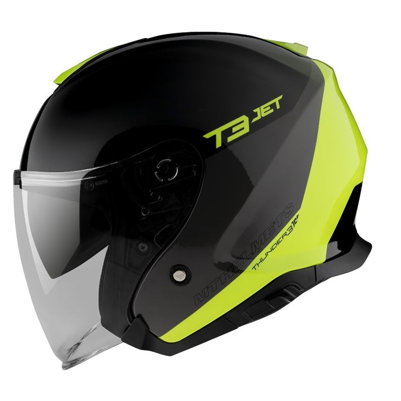 MT OF504SV Thunder 3 SV Jet Xpert C3 nyitott bukósisak fekete-fluo sárga