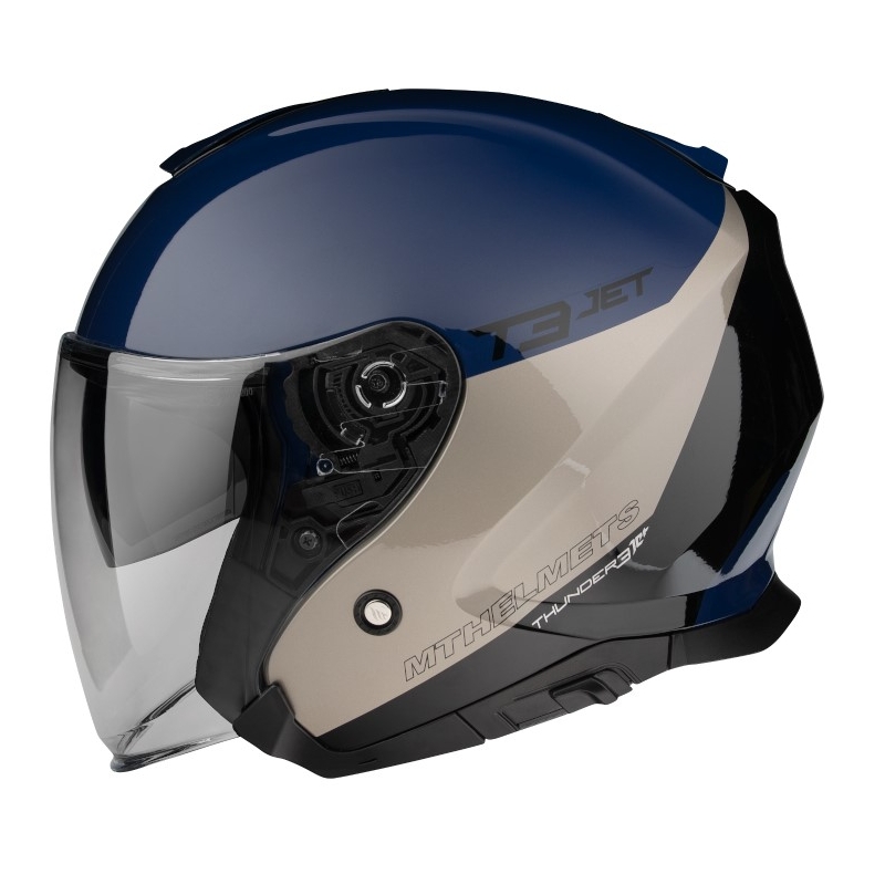 Nyitott motoros sisak MT OF504SV Thunder 3 SV Jet Xpert A17 ezüstkék