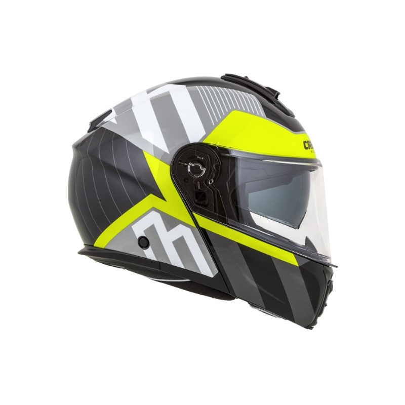 Cassida Modulo 2.0 összecsukható motoros sisak profil fehér-szürke-fekete-fluo sárga
