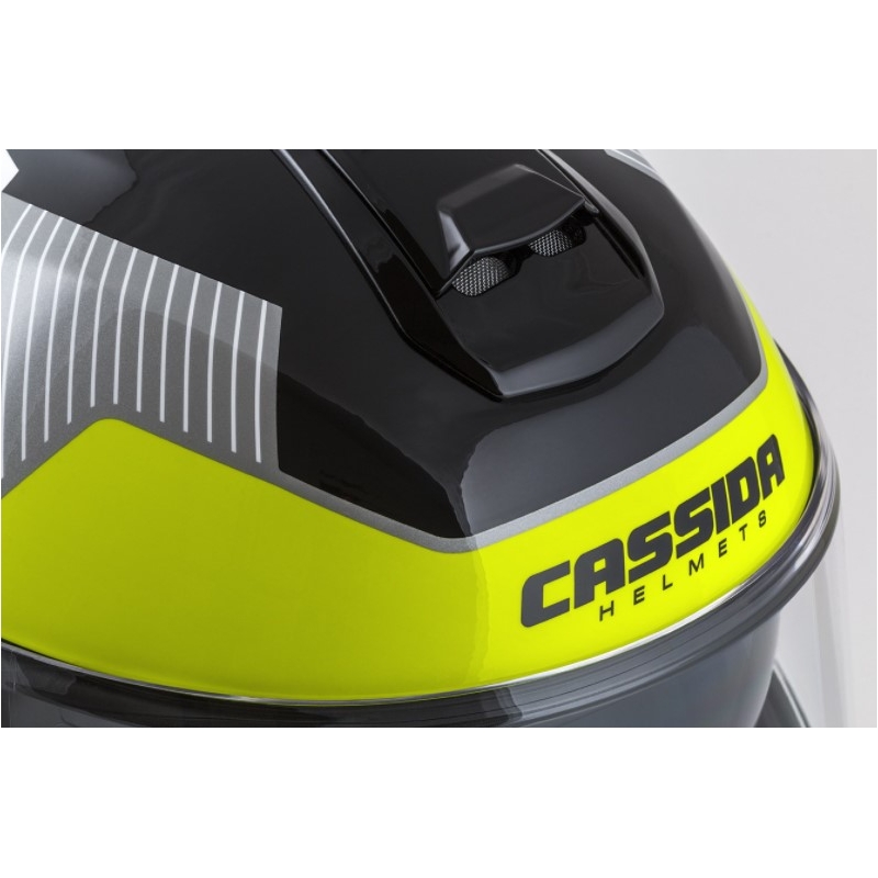 Cassida Modulo 2.0 összecsukható motoros sisak profil fehér-szürke-fekete-fluo sárga