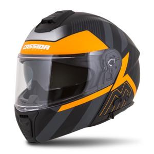 Cassida Modulo 2.0 profil Fekete-szürke-narancssárga összecsukható motorkerékpár sisak
