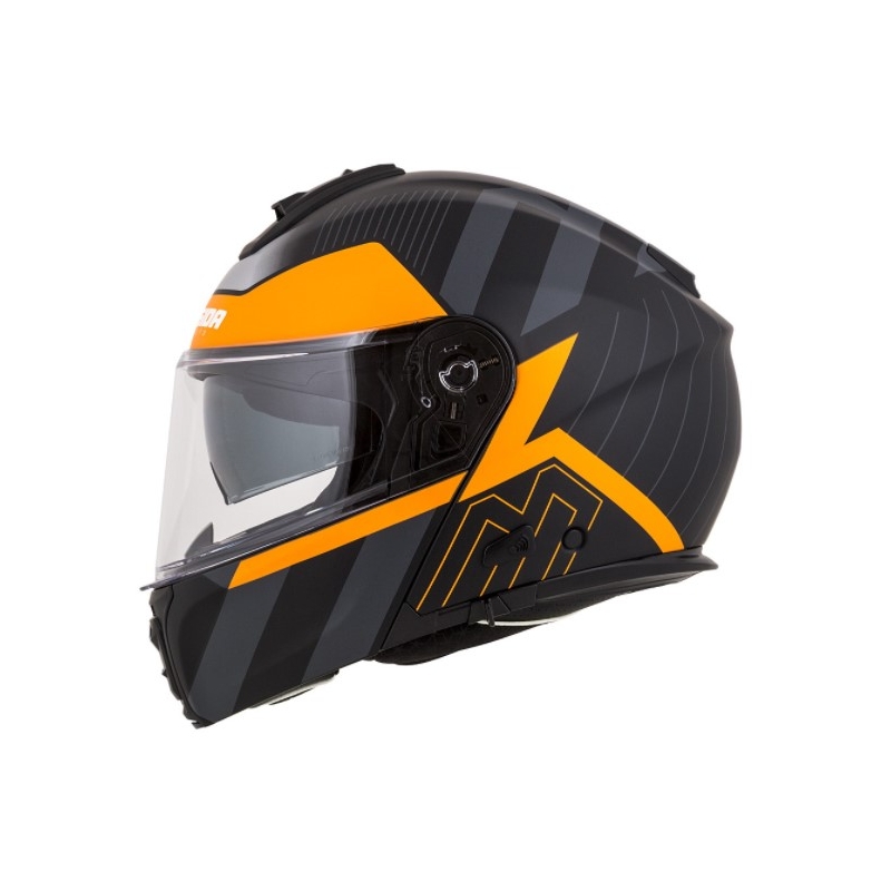 Cassida Modulo 2.0 profil Fekete-szürke-narancssárga összecsukható motorkerékpár sisak