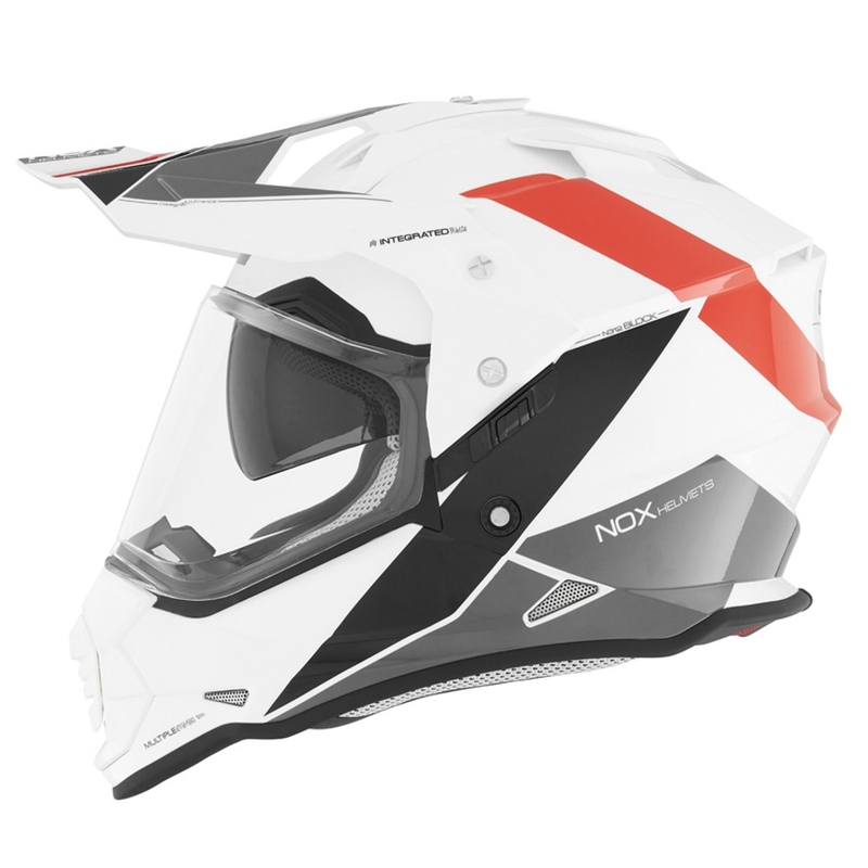 Enduro sisak NOX N312 BLOCK 2022 szürke-piros-fehér výprodej kiárusítás