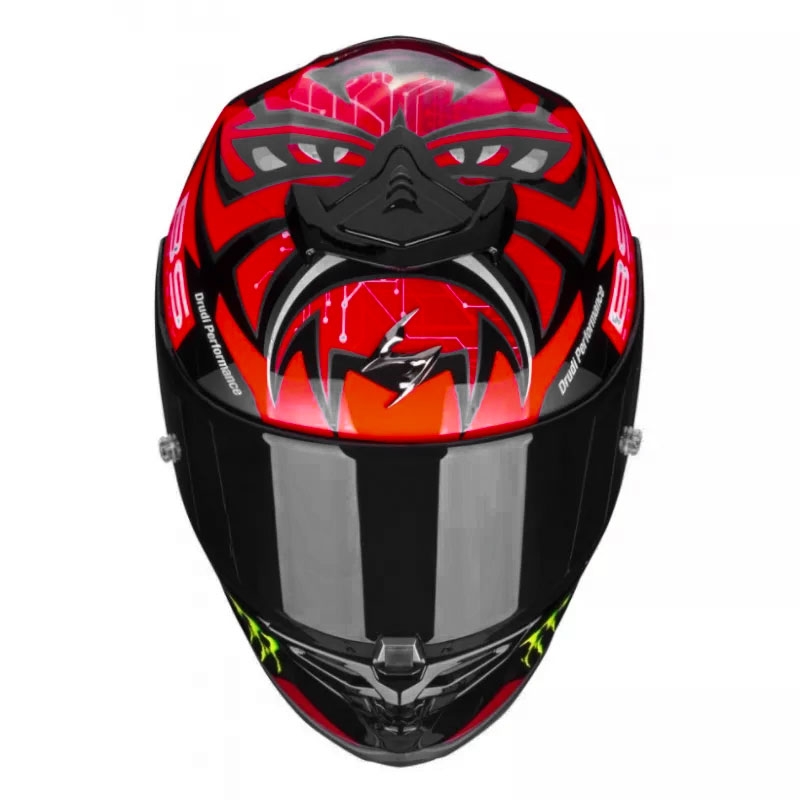 Beépített motoros sisak Scorpion EXO-R1 Air Fabio Quartararo Monster Replica fekete-fluo piros fényes
