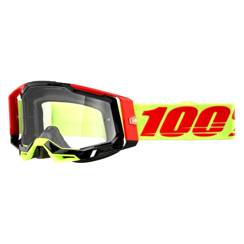Motocross szemüveg 100% RACECRAFT 2 Wiz piros-sárga (átlátszó szemellenző)