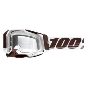 Motocross szemüveg 100% RACECRAFT 2 Hómadár barna-fehér (tiszta szemellenző)