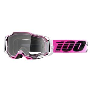 Motocross szemüveg 100% ARMEGA Harmony fekete-fehér-rózsaszín (átlátszó szemellenző)