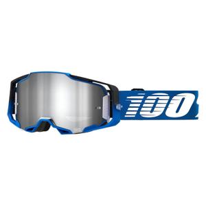 Motocross szemüveg 100% ARMEGA Rockchuck fekete-fehér-kék (ezüst plexi)