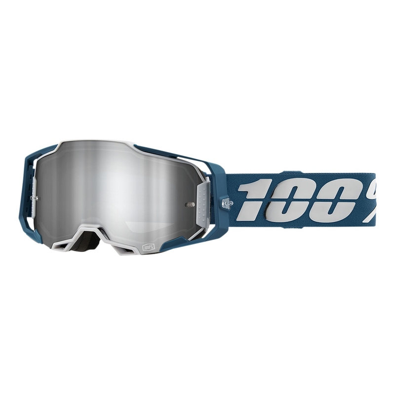 Motocross szemüveg 100% ARMEGA Albar szürke-kék (ezüst plexi)