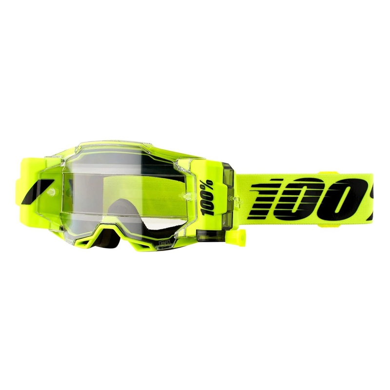 Motocross szemüveg 100% ARMEGA ELŐREJELZÉS Nukleáris citrus fekete-fluo sárga (tiszta plexi)