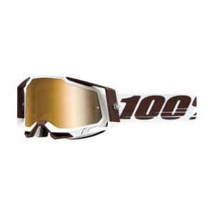 Motocross szemüveg 100% RACECRAFT 2 Hómadár barna-fehér (arany szemellenző)