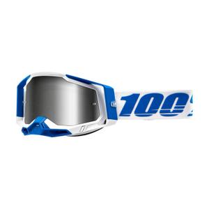 Motocross szemüveg 100% RACECRAFT 2 Isola fehér-kék (ezüst plexi)