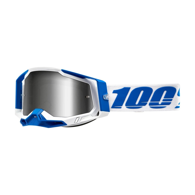 Motocross szemüveg 100% RACECRAFT 2 Isola fehér-kék (ezüst plexi)
