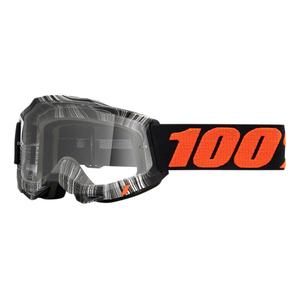 Motocross szemüveg 100% ACCURI 2 Geospace fehér-narancs-fekete (tiszta plexiüveg)