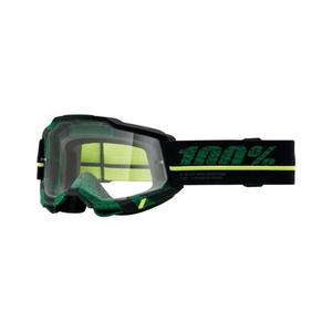 Motocross szemüveg 100% ACCURI 2 Overlord zöld-sárga-fekete (átlátszó plexiüveg)