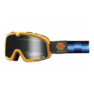Szemüveg 100% BARSTOW Race Service kék-arany-fekete (ezüst plexiüveg)
