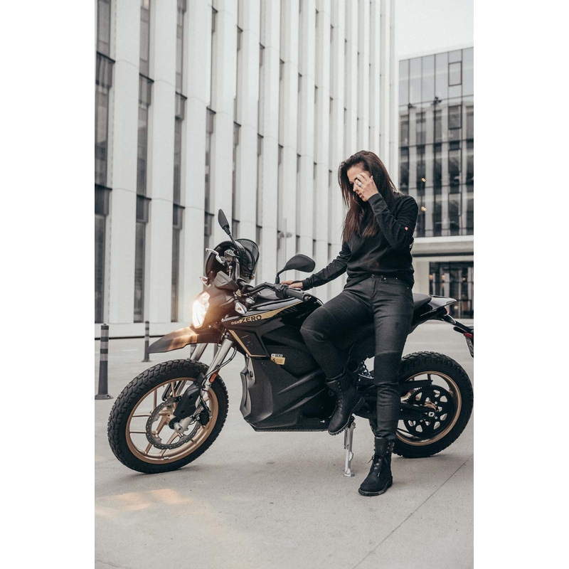 Női motoros farmer PANDO MOTO Kusari Kev fekete kiárusítás
