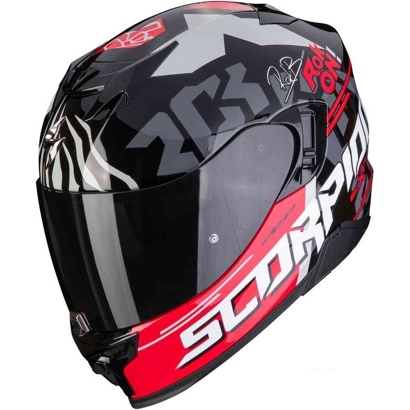 Beépített motoros sisak Scorpion EXO-520 Air Rok Bagoros fekete-piros