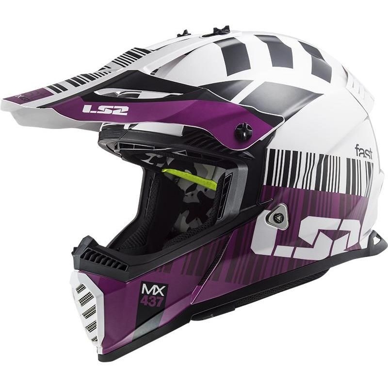 Motocross Sisak LS2 MX437 Gyors Evo XCODE fehér-lila fényes