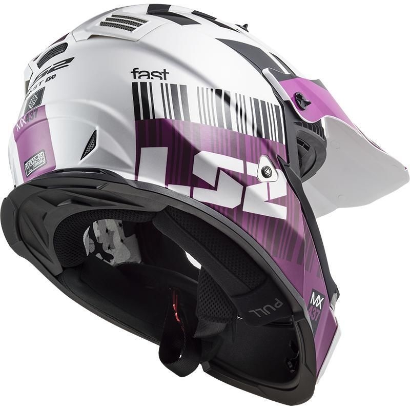 Motocross Sisak LS2 MX437 Gyors Evo XCODE fehér-lila fényes