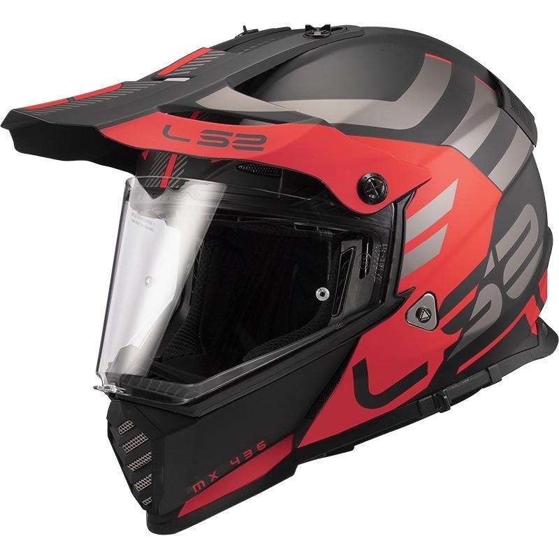 Enduro sisak LS2 MX436 Pioneer Evo Adventurer fekete-piros matt